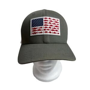 COLUMBIA Mesh Fish Ball Cap Hat Red White Blue Small Medium Adult Patch